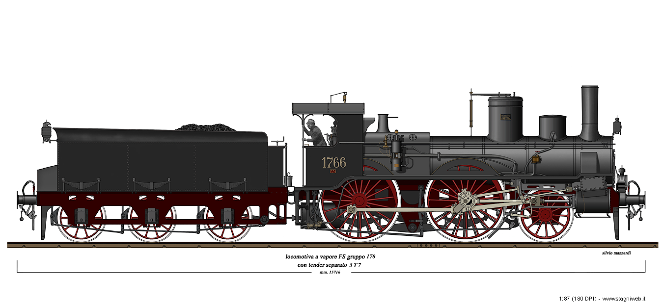 Locomotive a vapore con tender separato - Gr. 170