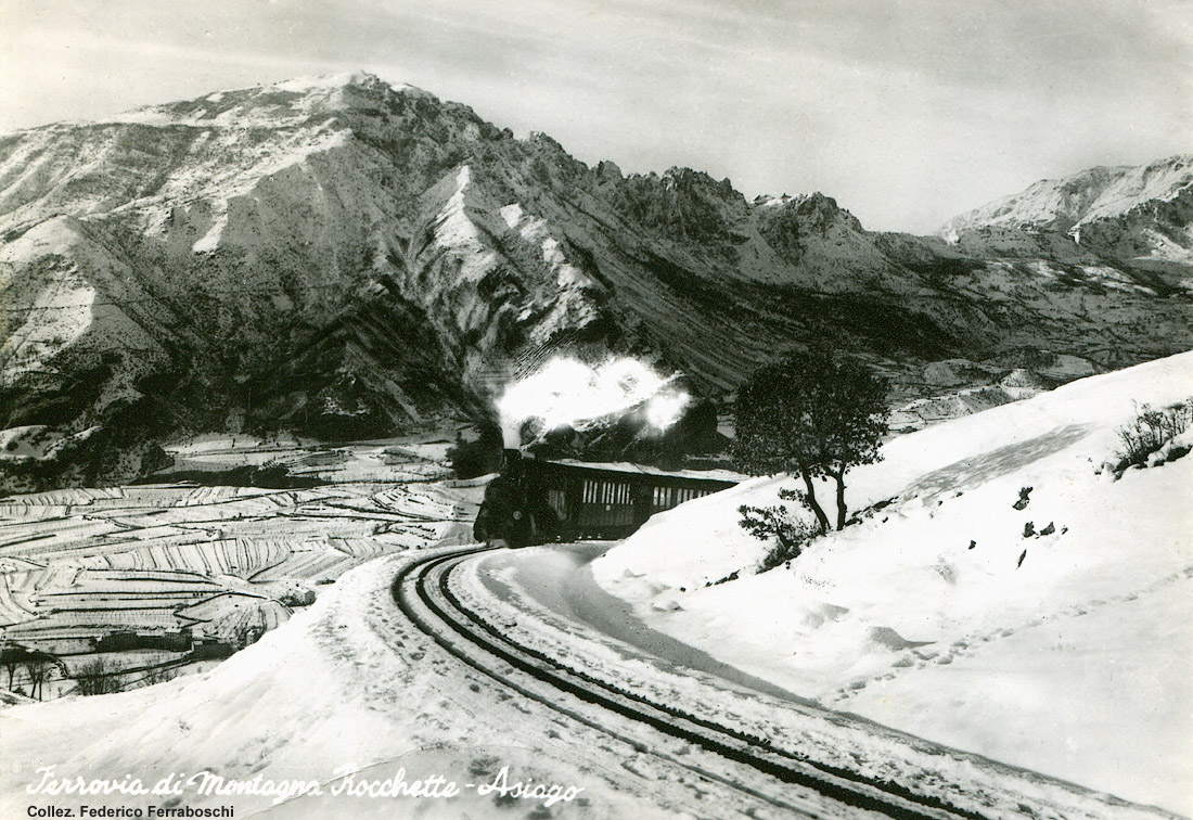 La ferrovia Rocchette-Asiago - Linea innevata.