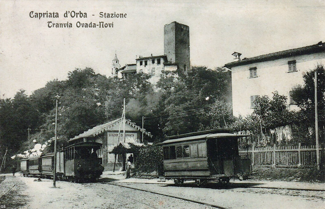 Tram a vapore in cartolina - Capriata d'Orba (AL).