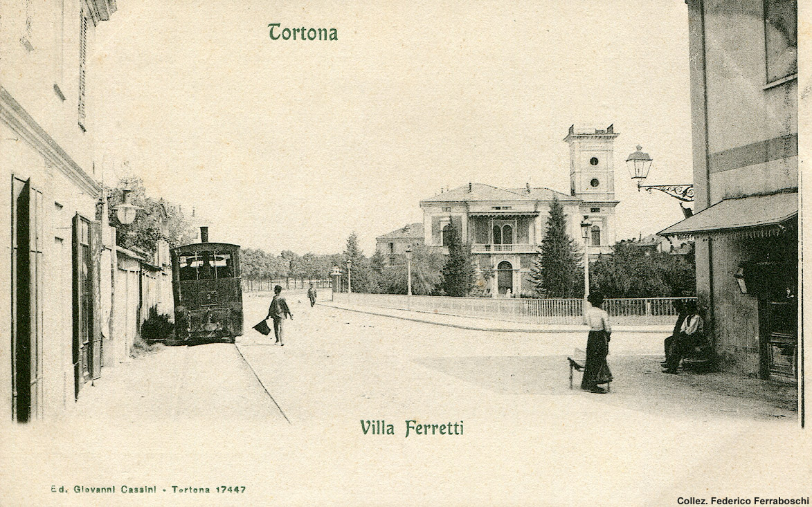 Tram a vapore in cartolina - Tortona